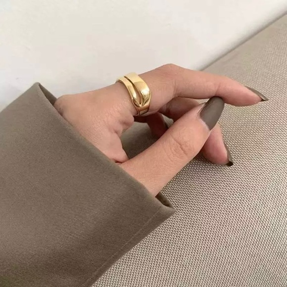 NEW 925 Sterling Silver Oblong Double Band Adjustable Ring - Picture 5 of 8